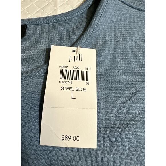 J Jill Women Top Large Blue Tunic Shirt Wearever Collection Long Sleeve NWT - Picture 2 of 10